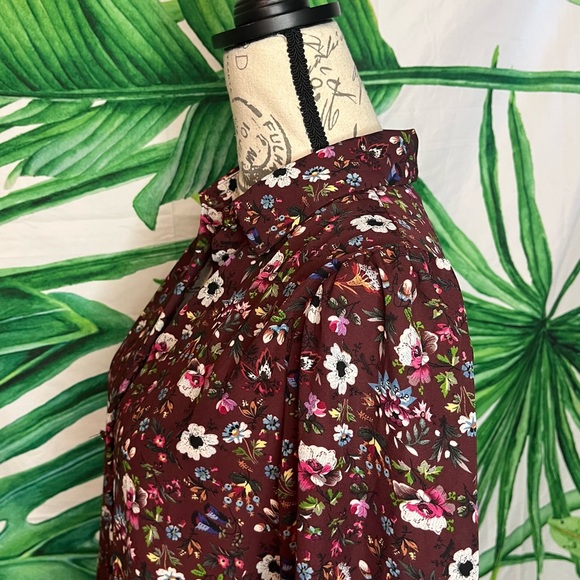 Elie Tahari Small Brown Maximalist Retro Floral Button Front Cottagecore Blouse - Picture 4 of 13